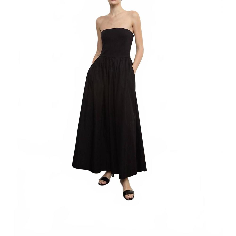 Enza Costa Strapless Black Maxi Dress